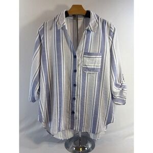 Zucca Blue White Stripe Relaxed Oversized Button-Down Shirt XG/XL